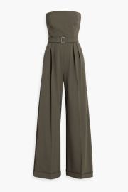 Strapless Pleated Wool Blend Twill Jumpsuit at The Outnet